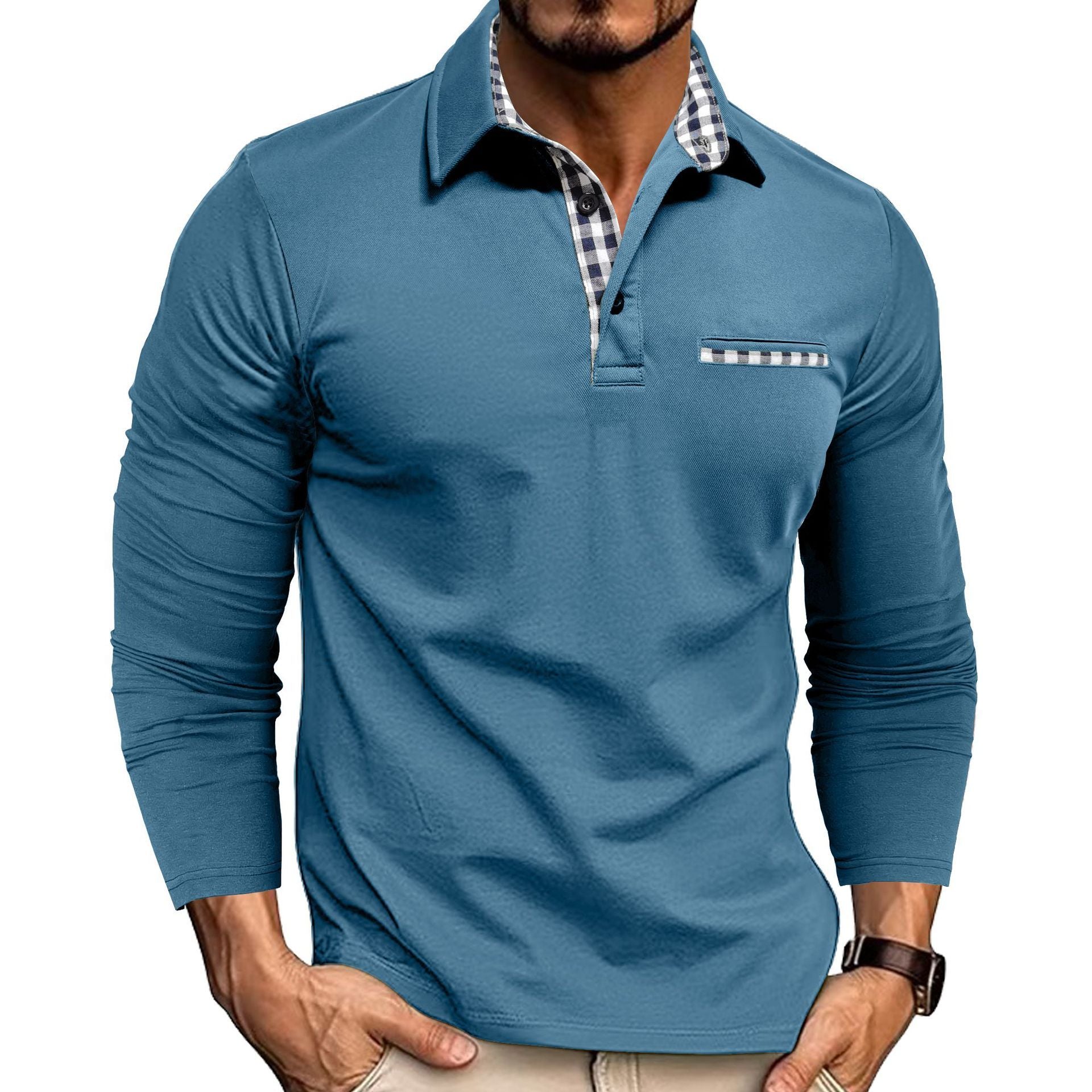 Men's Casual Fashion Colorblock Polo Shirt