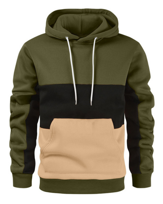 Men's Color Block Color Contrast Long Sleeve Hooded Sweatshirt