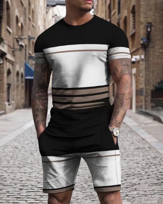 Short Sleeve Round Neck Pu Shuai Casual Multicolor Sportswear Men Suit