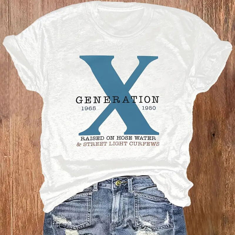 Women's Casual Short Sleeve Tee - Summer Round Neck Letter Print Top