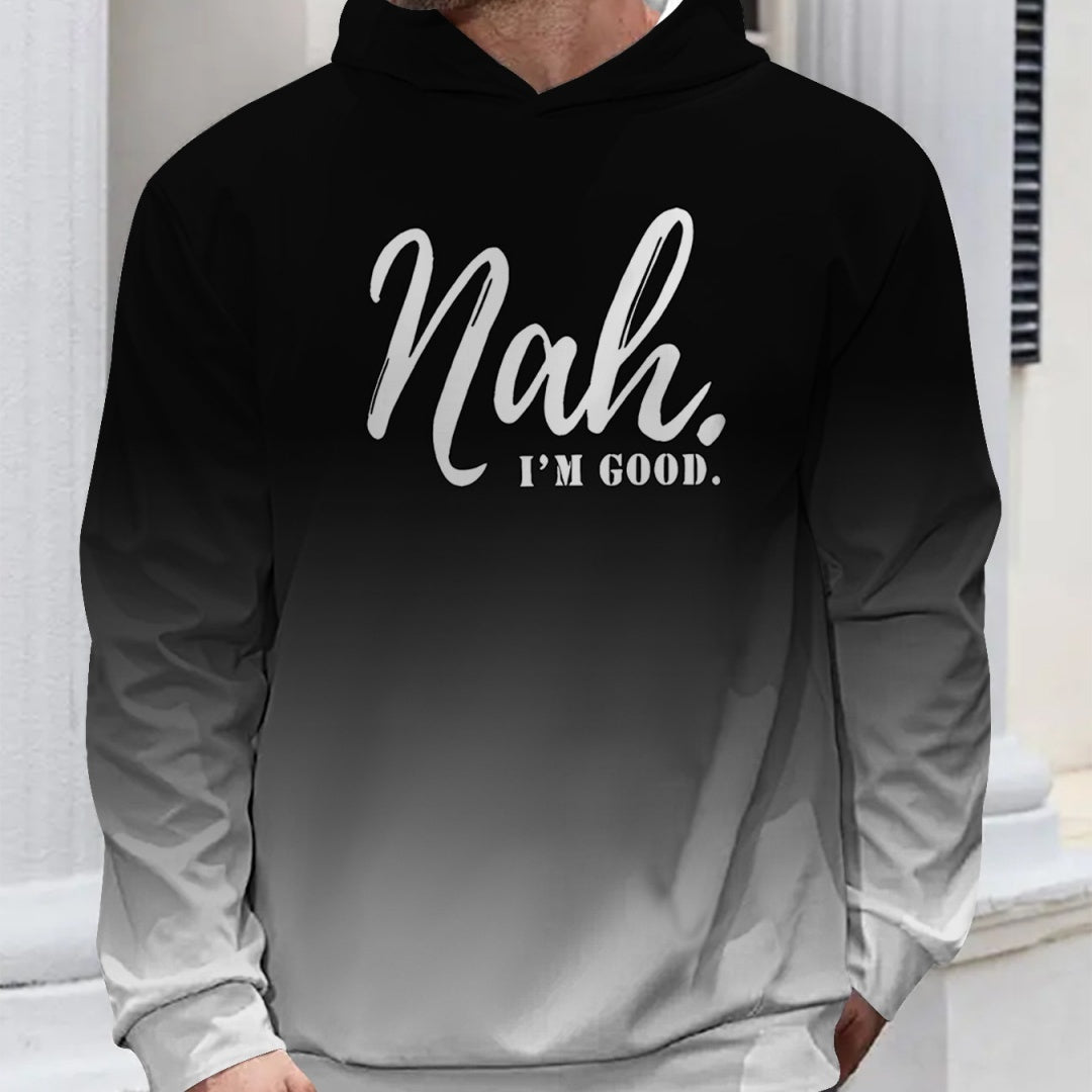 Digital Printing Without Pocket Trendy Pullover Hooded Sweater For Men