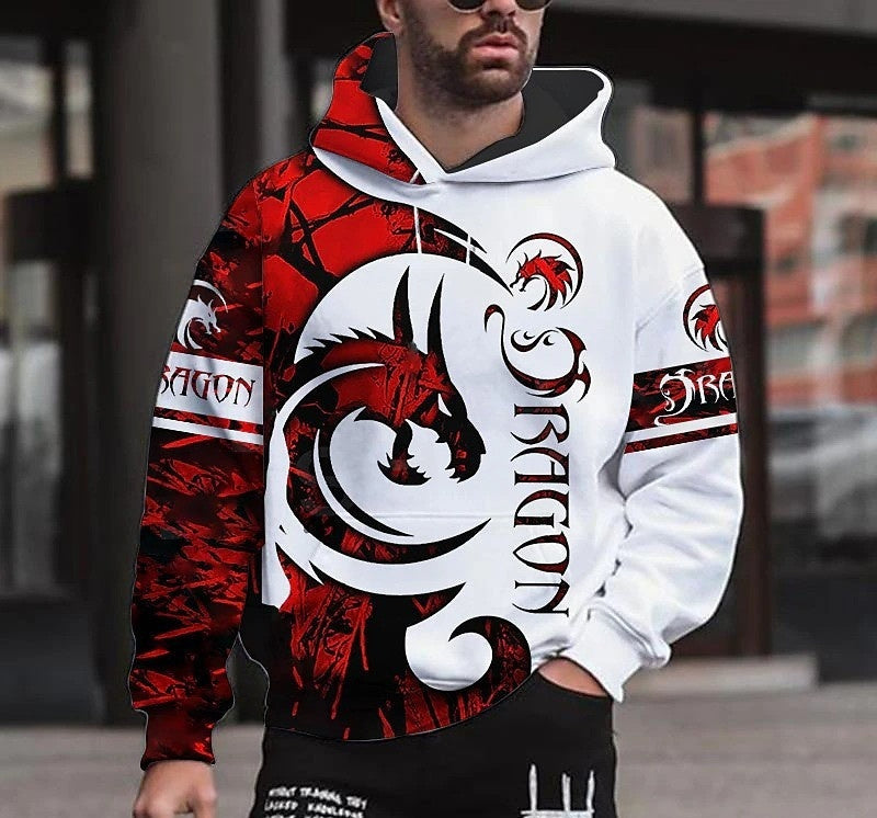 Spring 3D Printed Hooded Long Sleeve Sweater