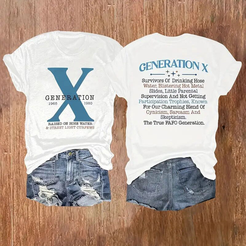 Women's Casual Short Sleeve Tee - Summer Round Neck Letter Print Top