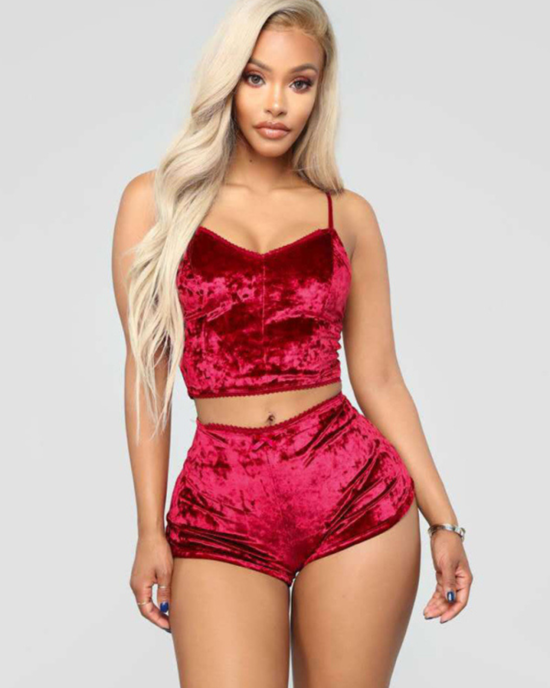 Sexy Velvet V-neck Underwear Two-Piece Set Sexy Lingerie Homewear Set