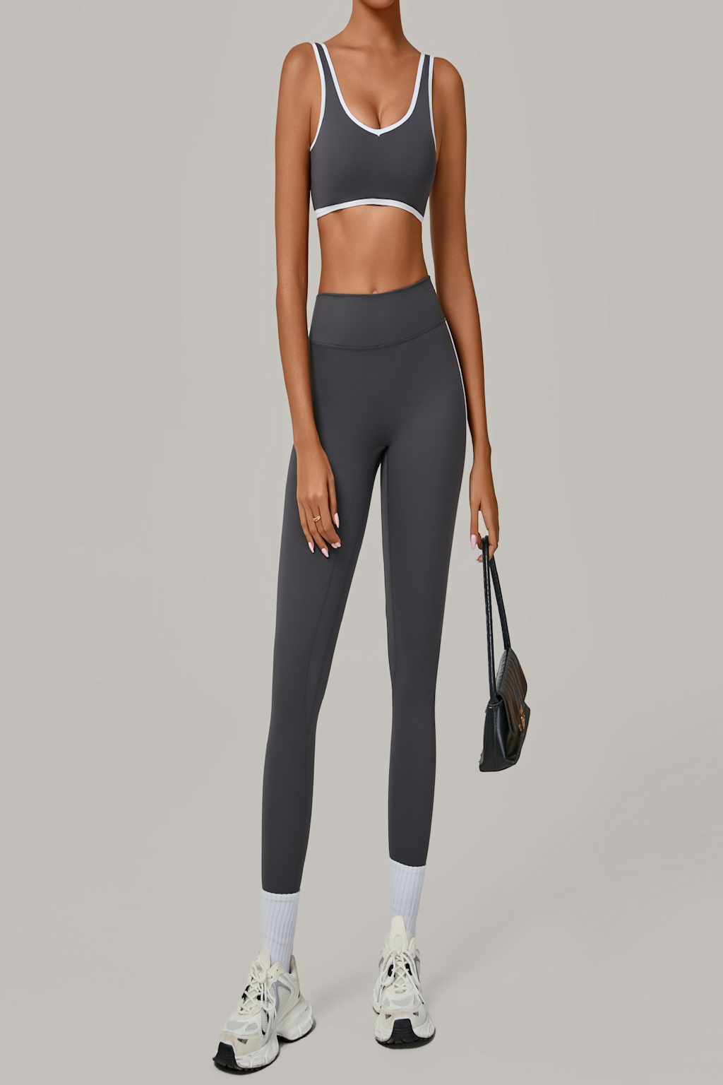 Contrast Color Binding Nude Feel Yoga Beauty Back Tight Quick-drying Workout Clothes Outdoor Sports Suit