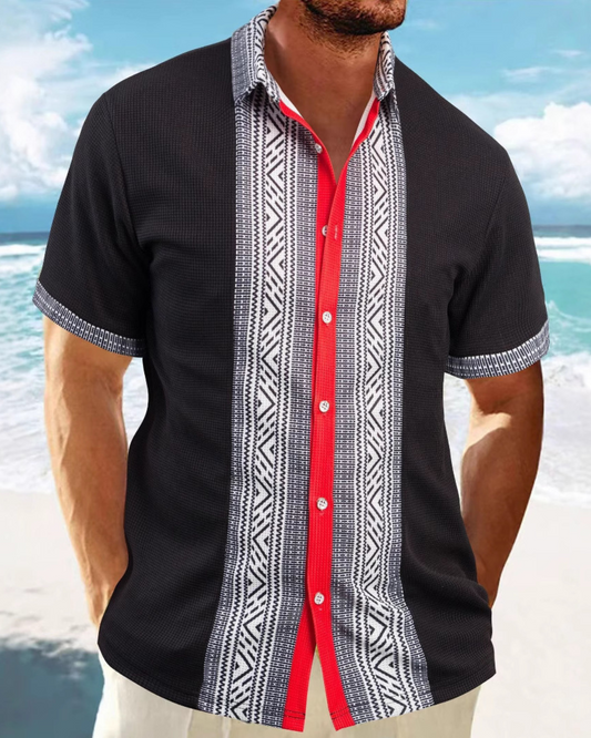 Printed Button Short Sleeve Men