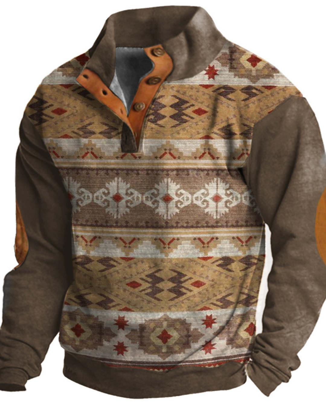 3d Digital Printing Loose Four-button Long-sleeved Sweater