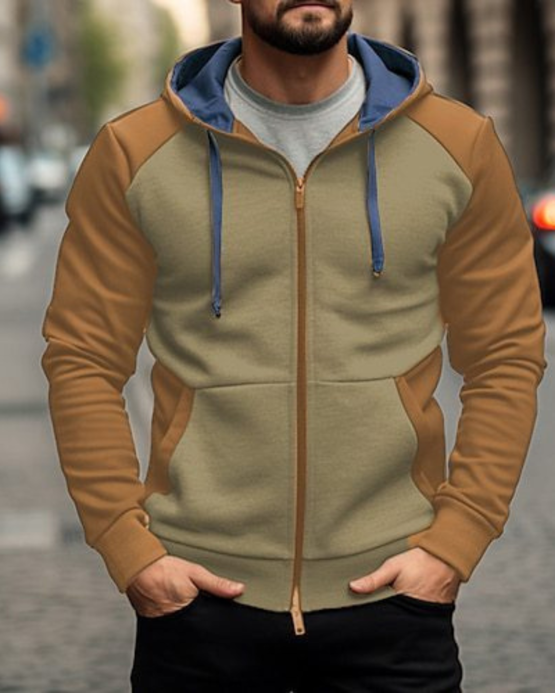 Simple Trendy Casual Loose-fitting Hoodie Zipper Jacket