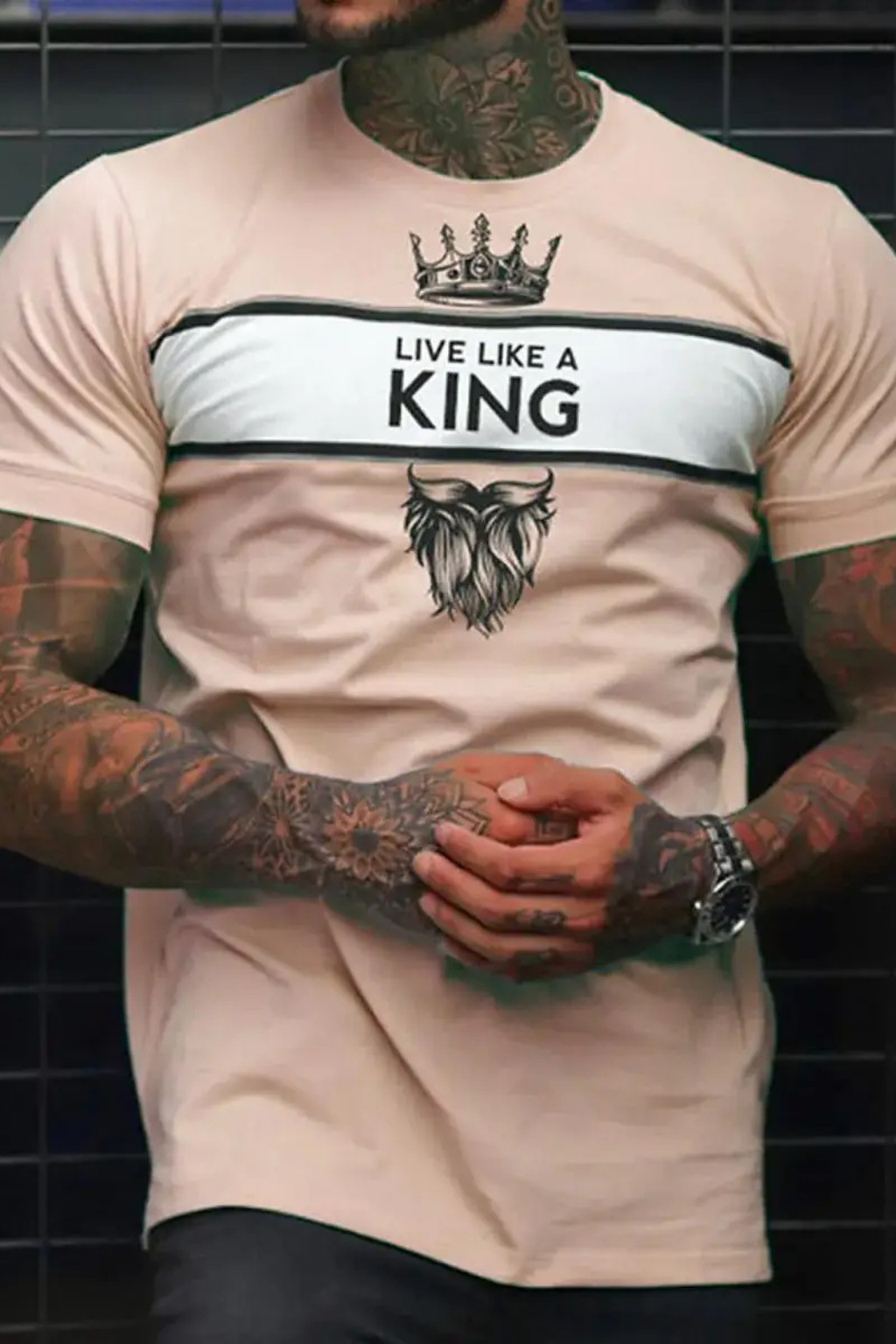 Men's Casual 3D Digital Printed Round Neck Short Sleeved Shirt