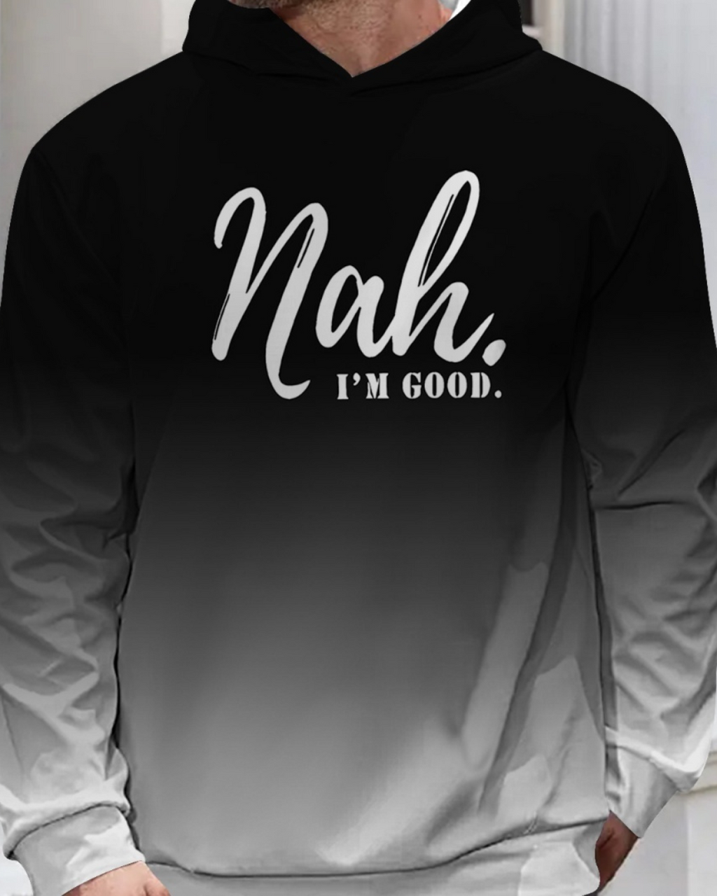 Digital Printing Without Pocket Trendy Pullover Hooded Sweater For Men