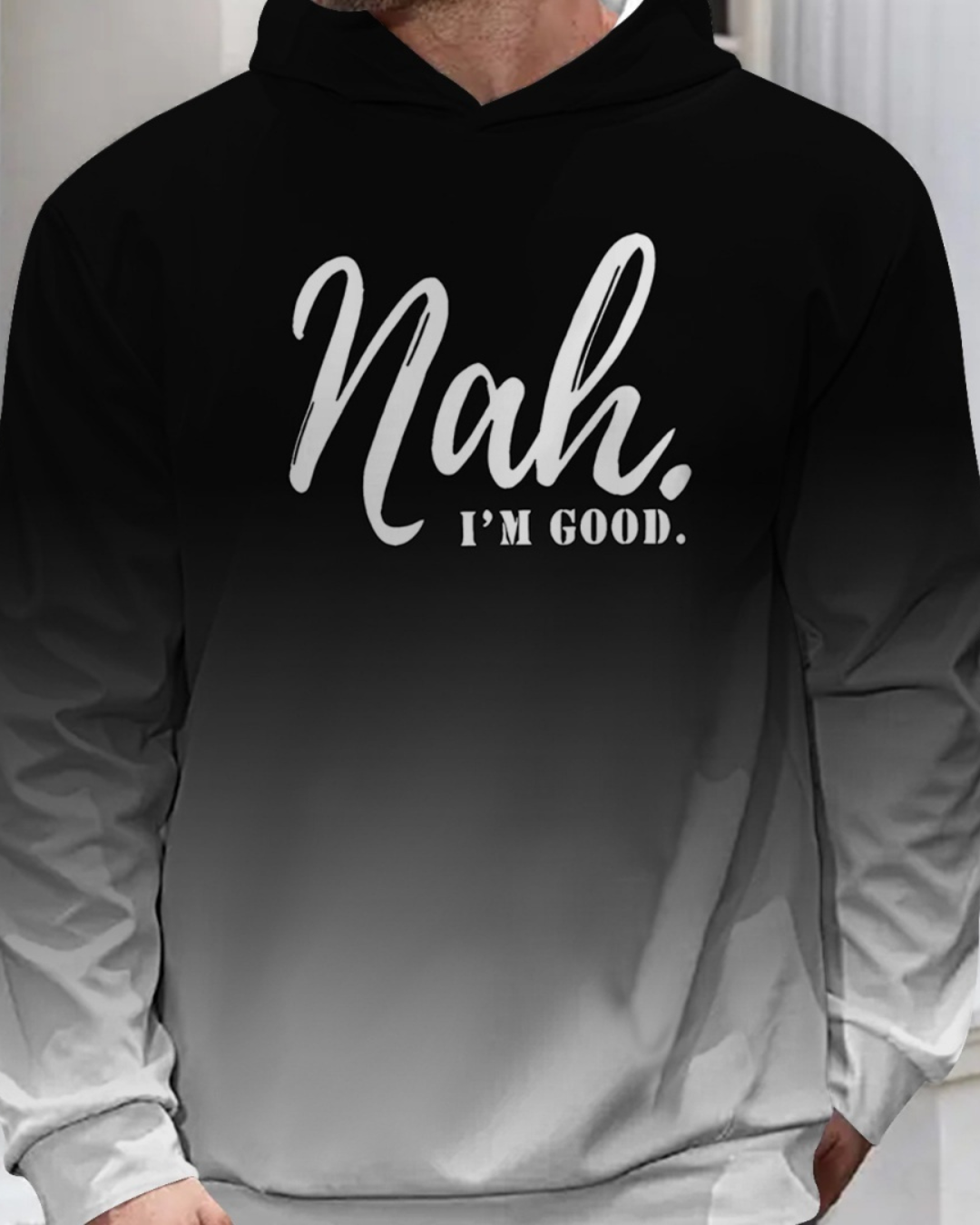 Digital Printing Without Pocket Trendy Pullover Hooded Sweater For Men