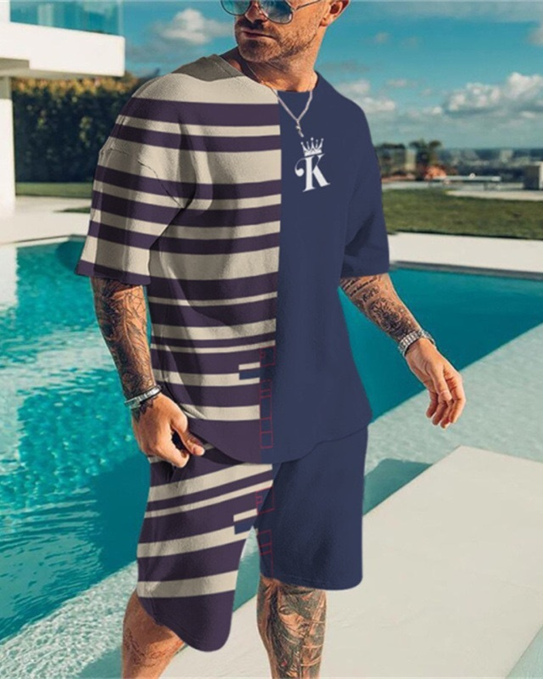 3D Digital Printed Round Neck Short Sleeves