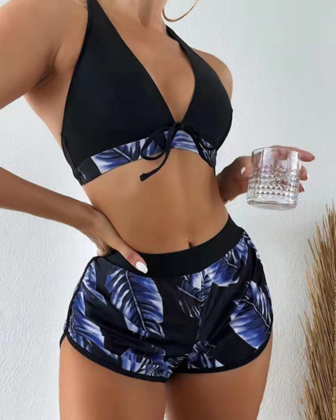 New fashionable multi-color printed sexy bikini three-piece set