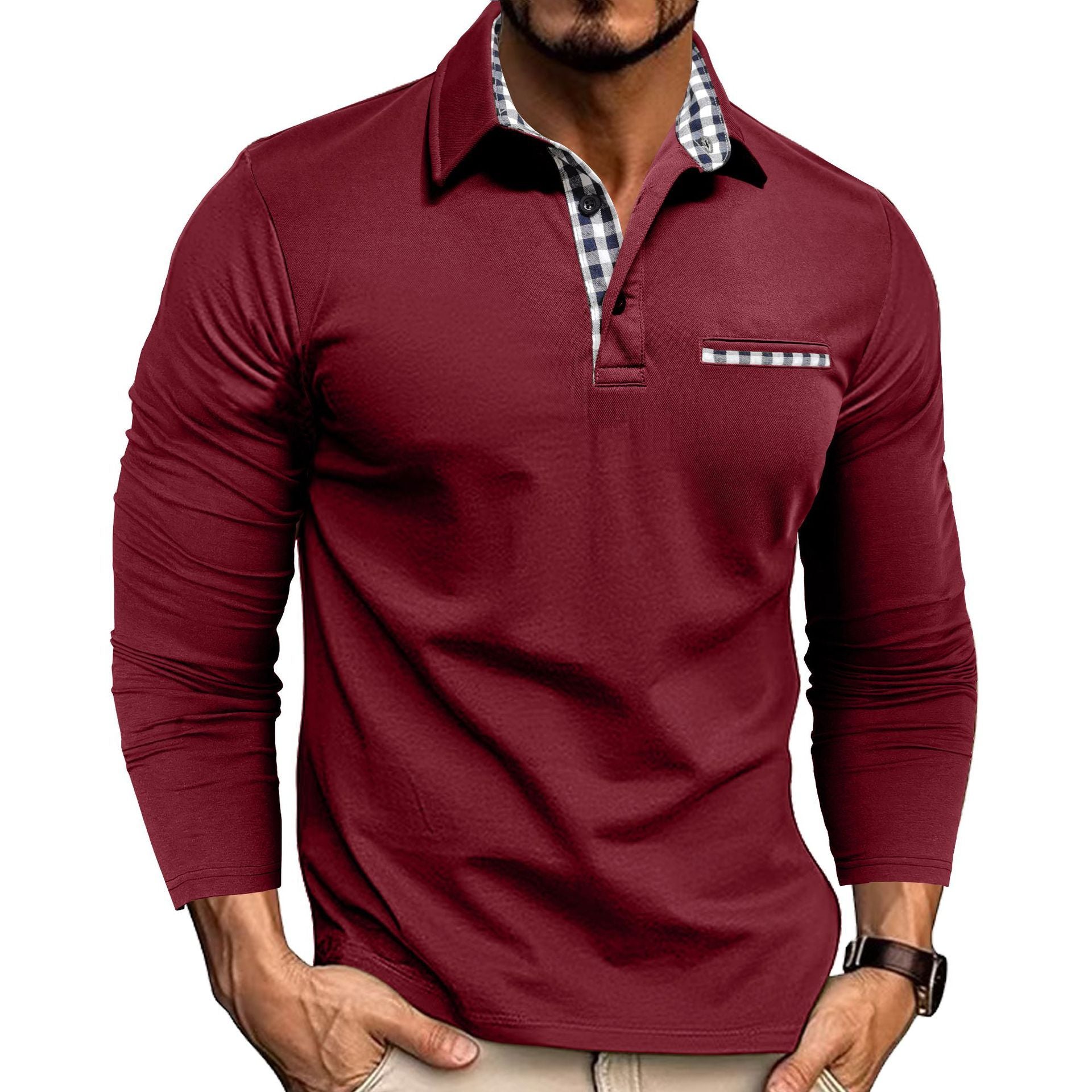Men's Casual Fashion Colorblock Polo Shirt