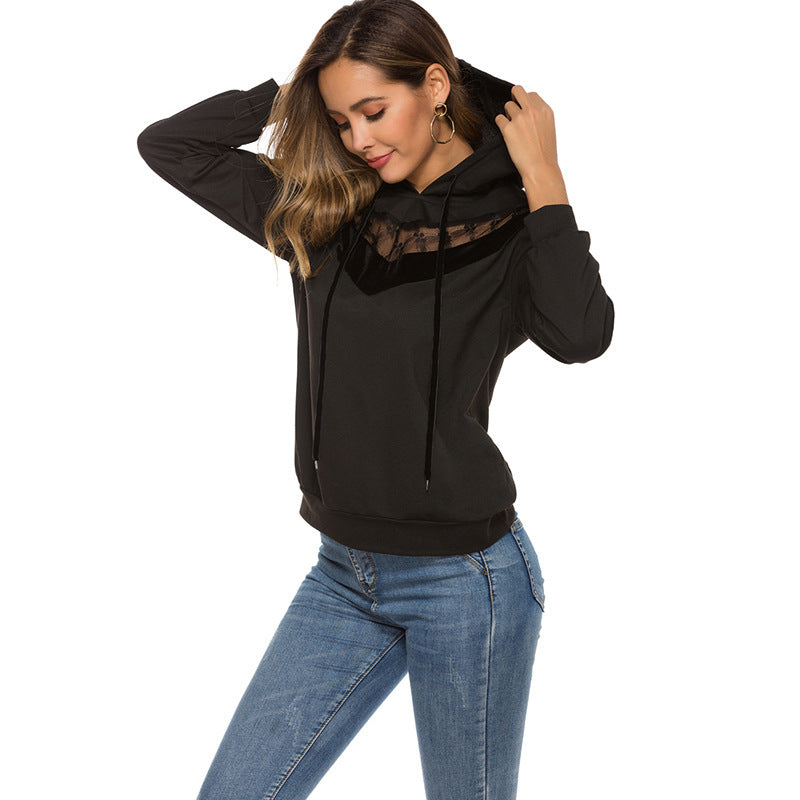 Autumn New Long Sleeve Hooded Sweater Women's Drawstring Coat