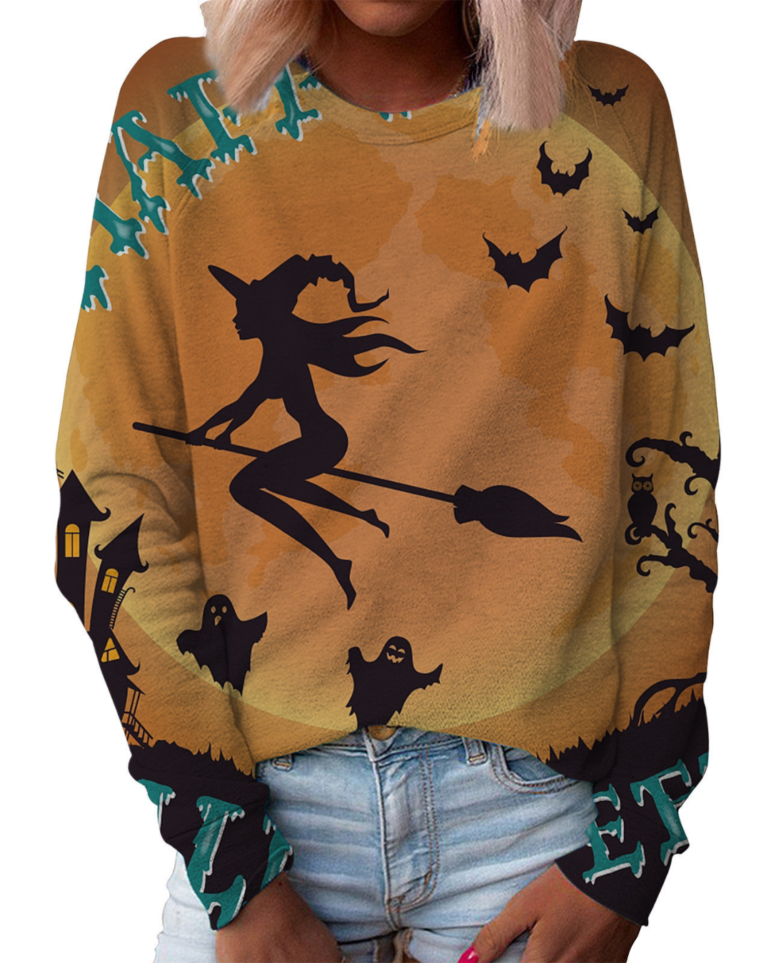 Women's Top Halloween Main Body Printed Round Neck