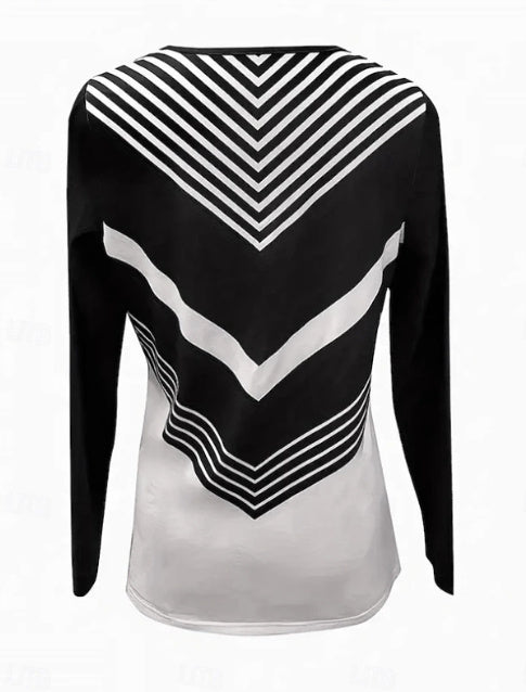 Women's Graphic Striped Stylish Classic Long Sleeve Top