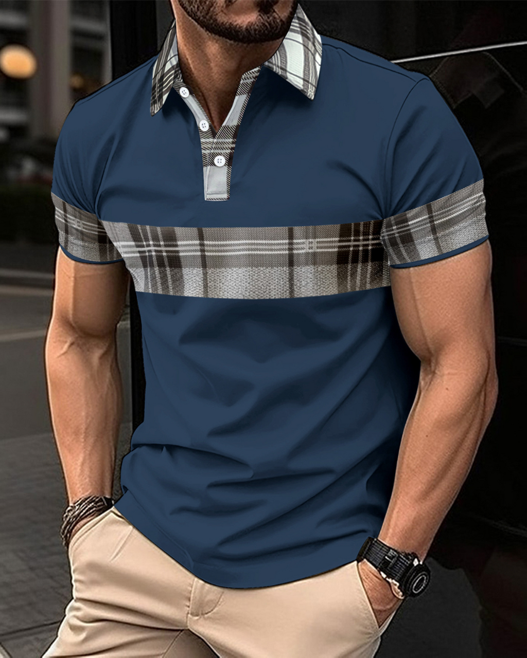 Multicolor Printing Lapel Polo Shirt