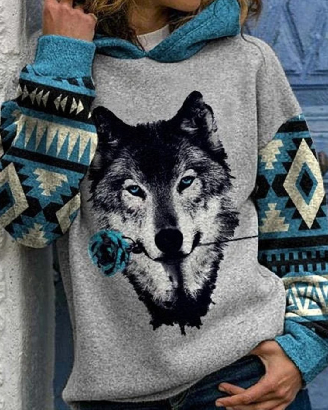 Women's Loose Casual And Comfortable Printed Long-sleeved Hooded Sweater