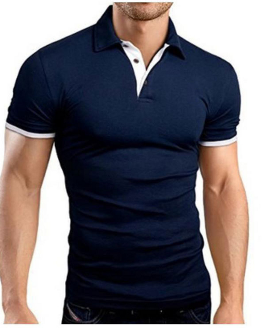 Men's Stand-Up Collar Short-Sleeved Polo Shirt Business Casual Solid Color Polo Shirt