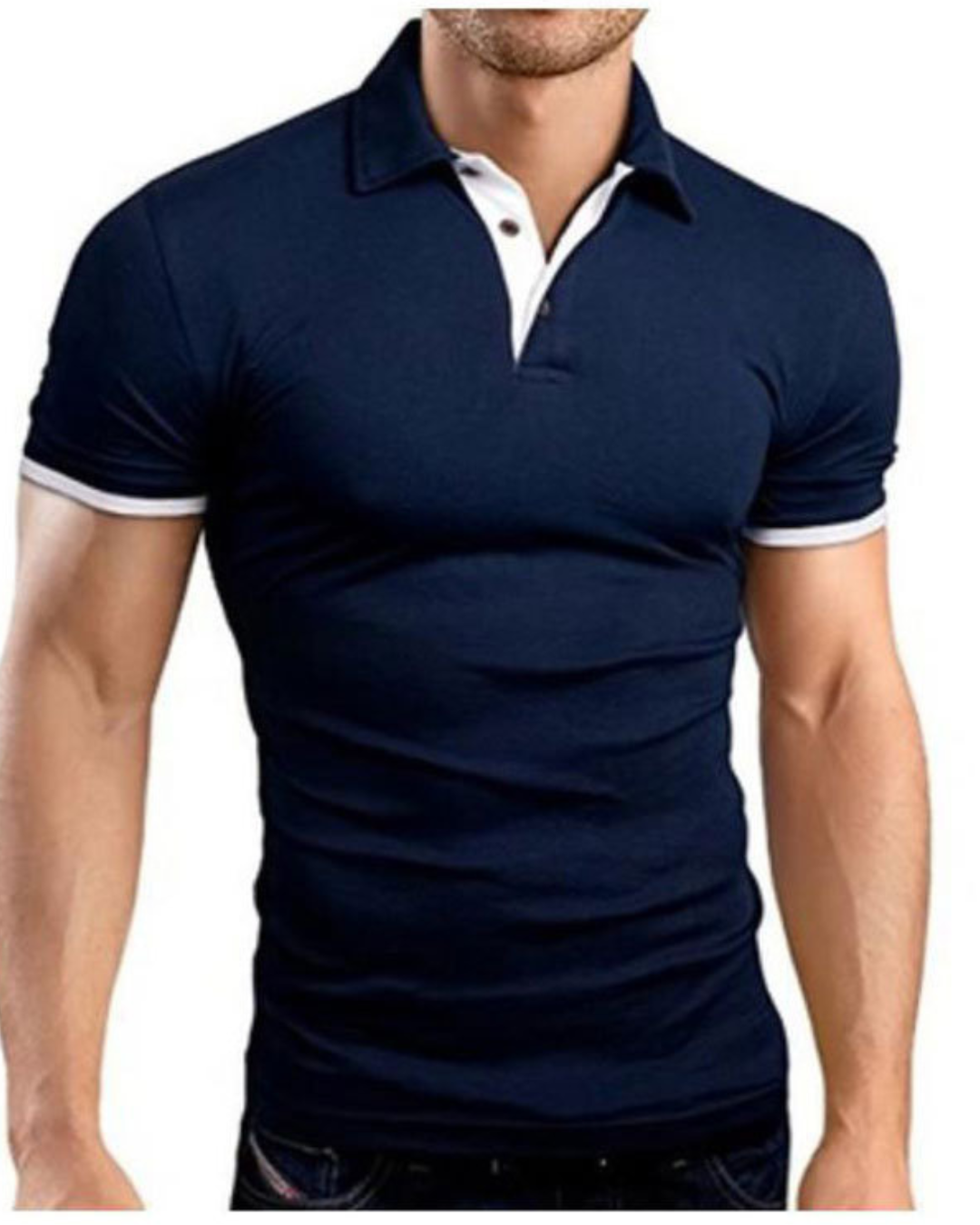 Men's Stand-Up Collar Short-Sleeved Polo Shirt Business Casual Solid Color Polo Shirt