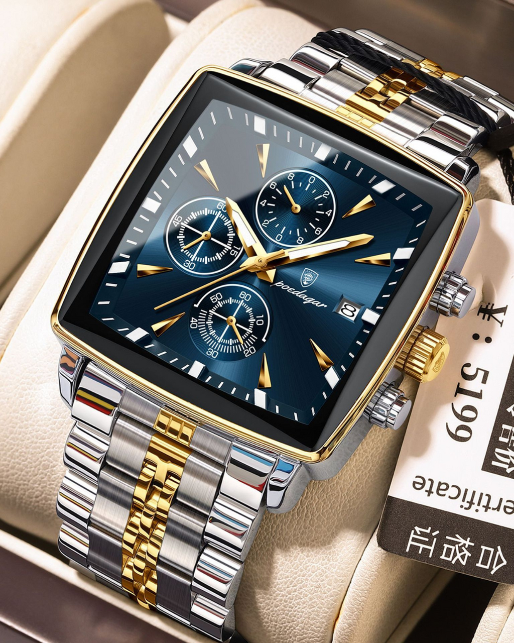 Square Men's Watch Multifunctional Business Quartz