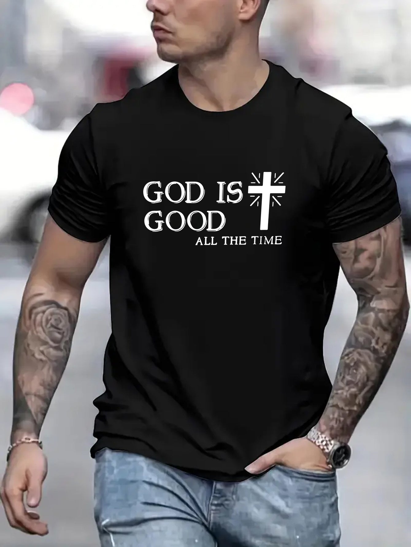 God's Grace Printed T-shirt, Men's T-shirt, Summer Casual Short Sleeved T-shirt