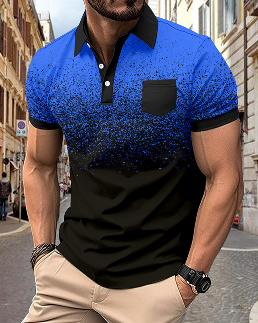 Men's Printing Dots Gradient Polo Shirt