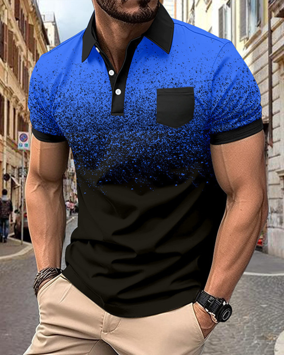 Men's Printing Dots Gradient Polo Shirt