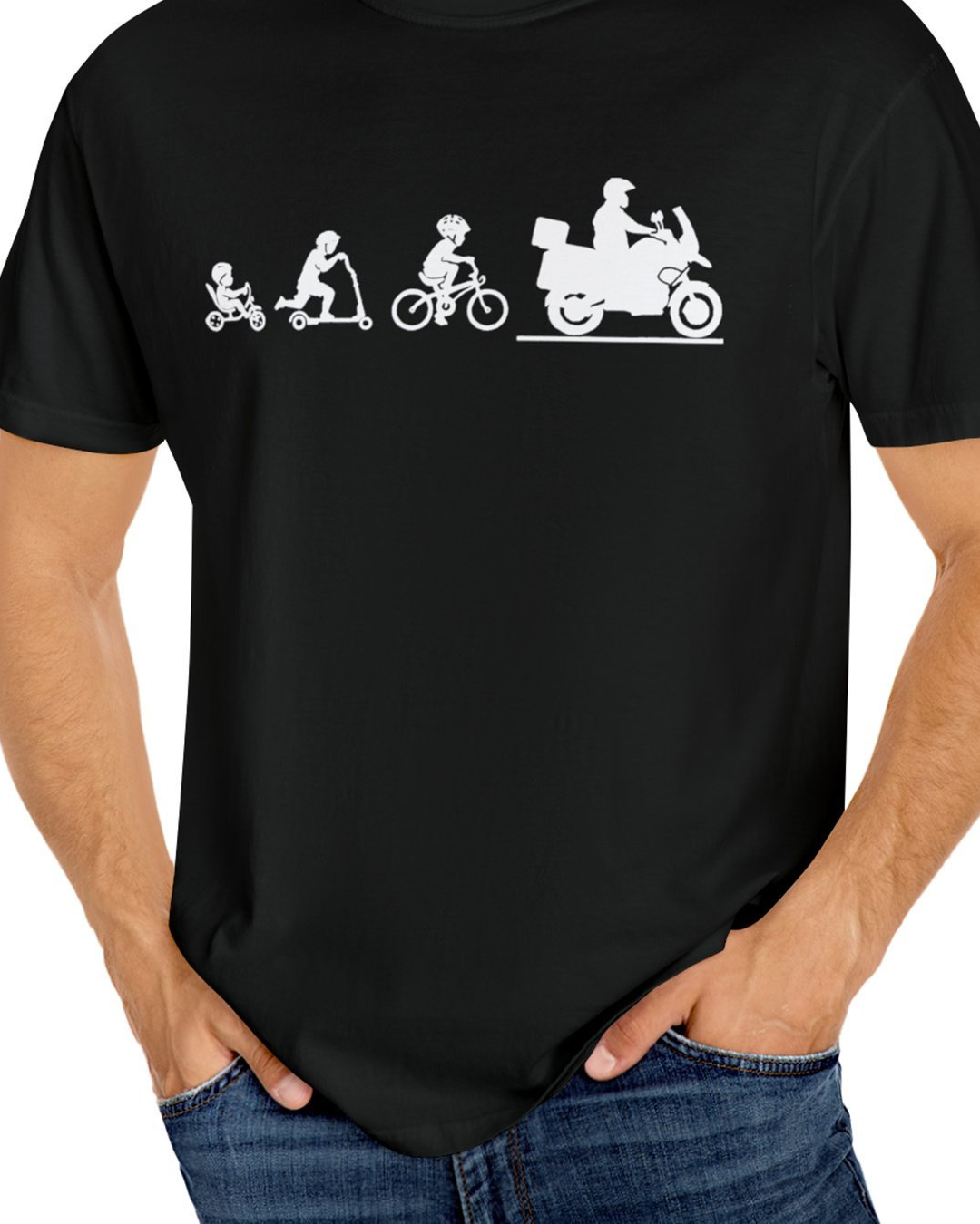 Men's Fashionable Motorcycle Printed Sports T-shirt, Summer Casual Elastic Round Neck T-shirt