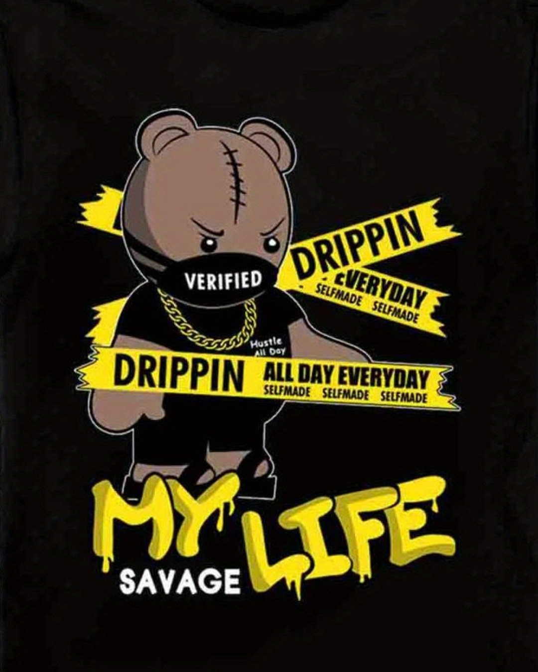 Dripping Water Life Savage Men's Fashion Printed T-shirt Summer Card Clothing T-shirt