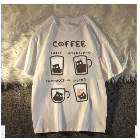 Flocking Milk Coffee Short Sleeve T-shirt For Men