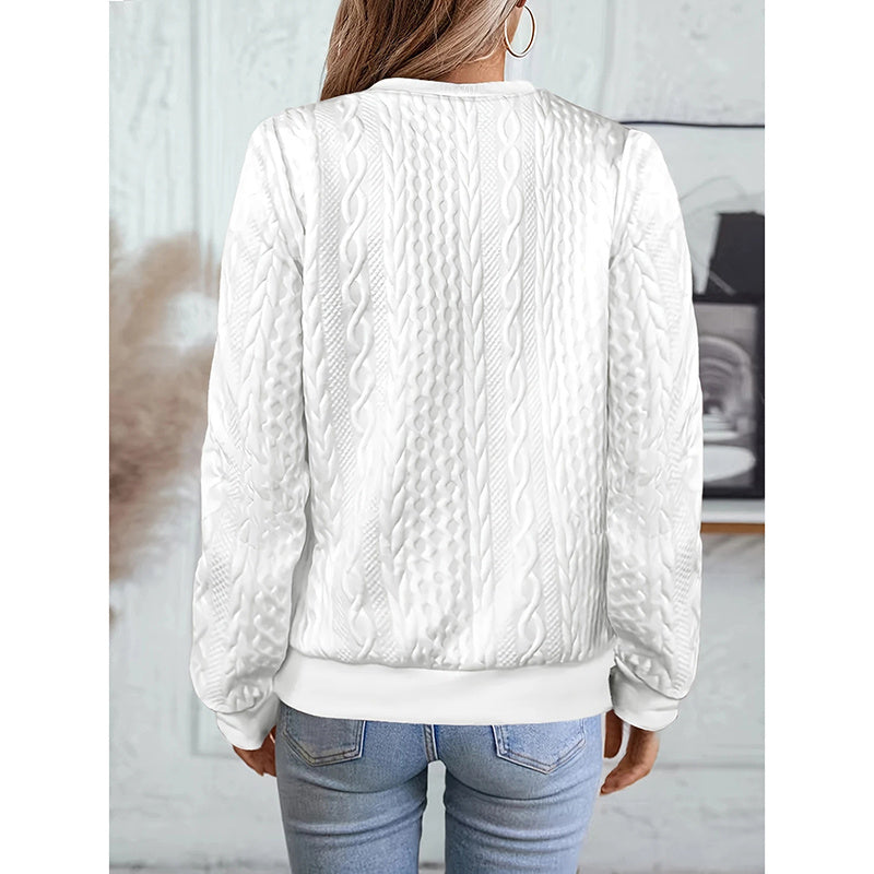 Women's Textured Half Zip Pullover Tops Casual Long Sleeve Crewneck Sweatshirts
