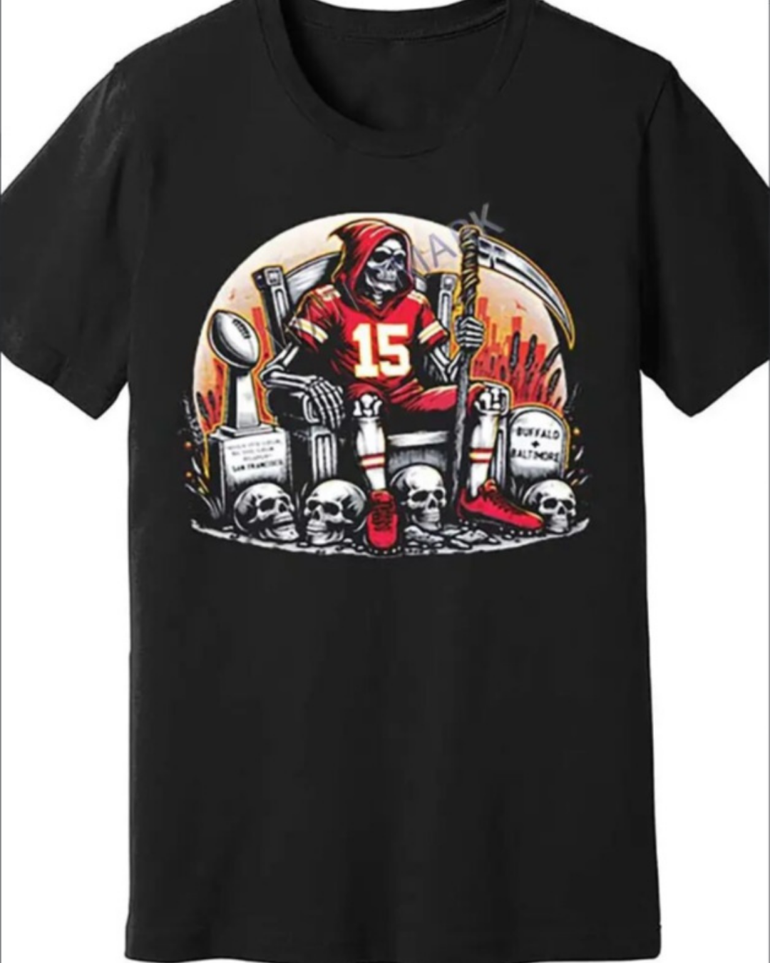 Large Size Men's KC Football Graphic Print Crew Neck Short-sleeved T-shirt, Casual Crew Neck, Slight Stretch, Knitted Fabric Suitable For All Seasons, Regular Fit