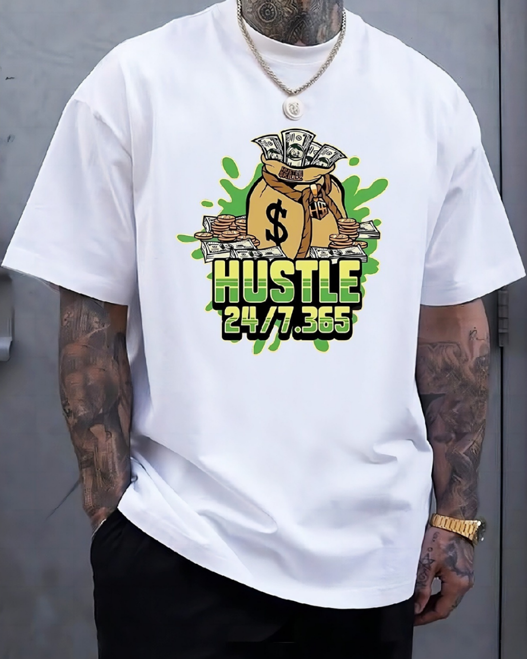 White Tshirt Men Trendy Print Loose Casual Summer Fashion Personality Street HipHop Brand