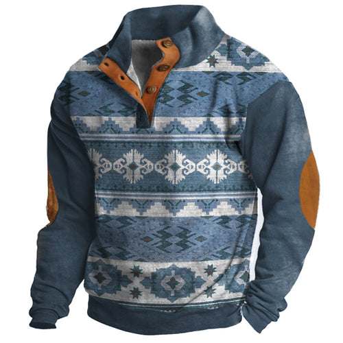 3d Digital Printing Loose Four-button Long-sleeved Sweater