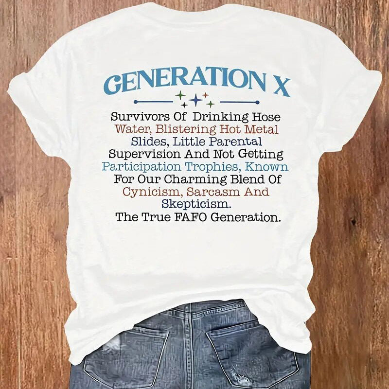 Women's Casual Short Sleeve Tee - Summer Round Neck Letter Print Top