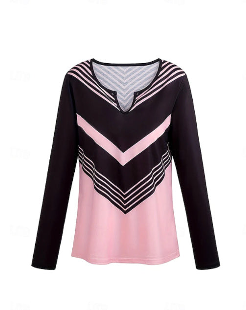 Women's Graphic Striped Stylish Classic Long Sleeve Top