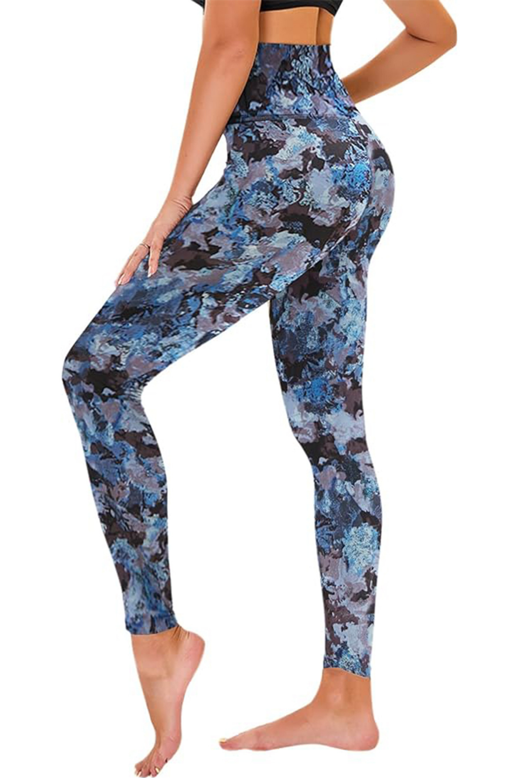 Leggings - Cropped High-rise Print Blue Brown Print