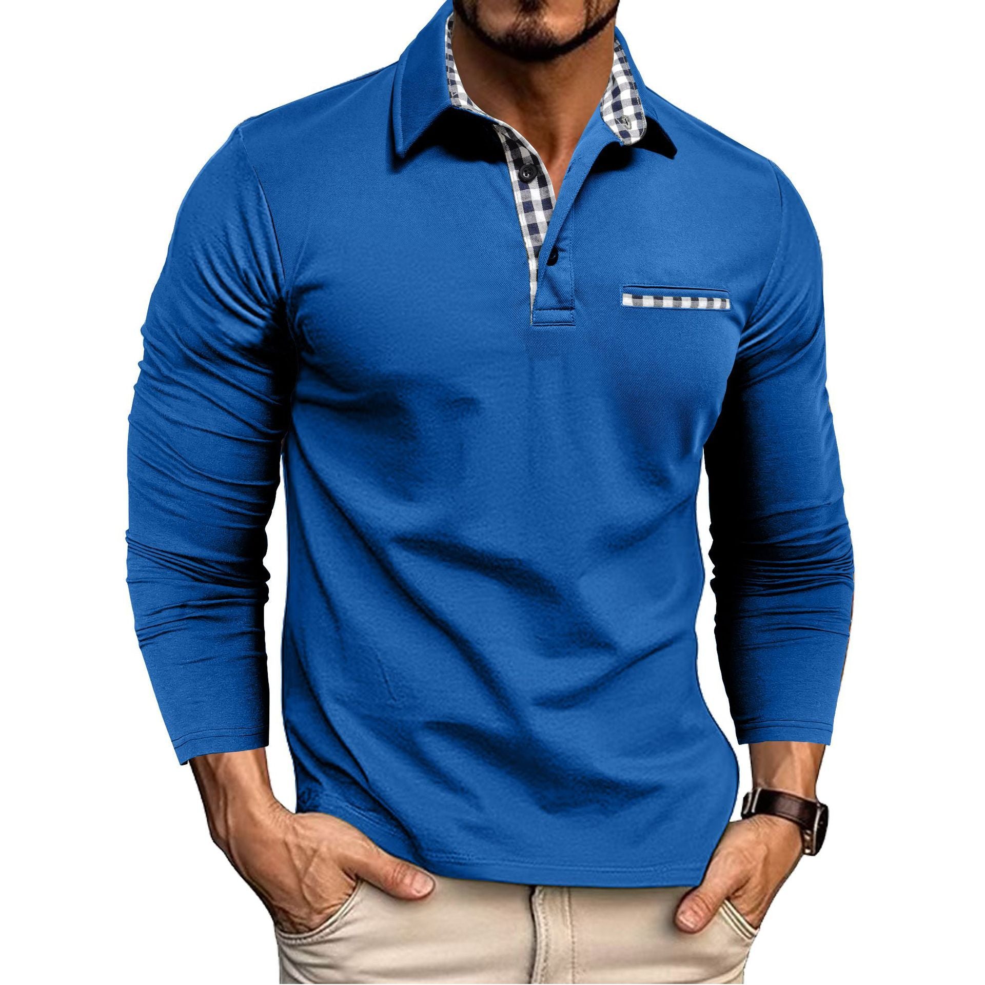 Men's Casual Fashion Colorblock Polo Shirt