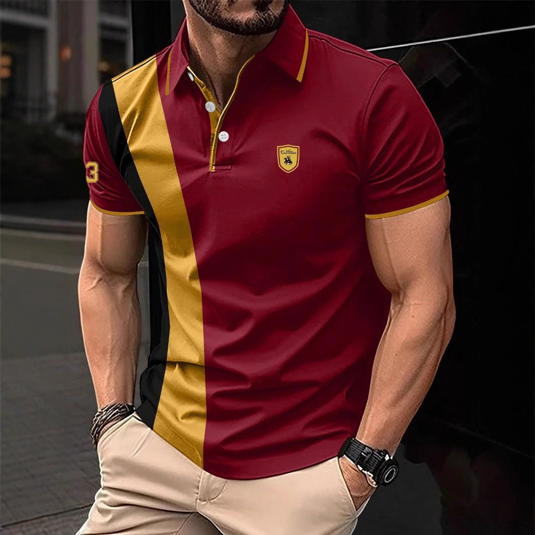 Men's 3D Printing Digital Printed Polo Shirt Short Sleeve