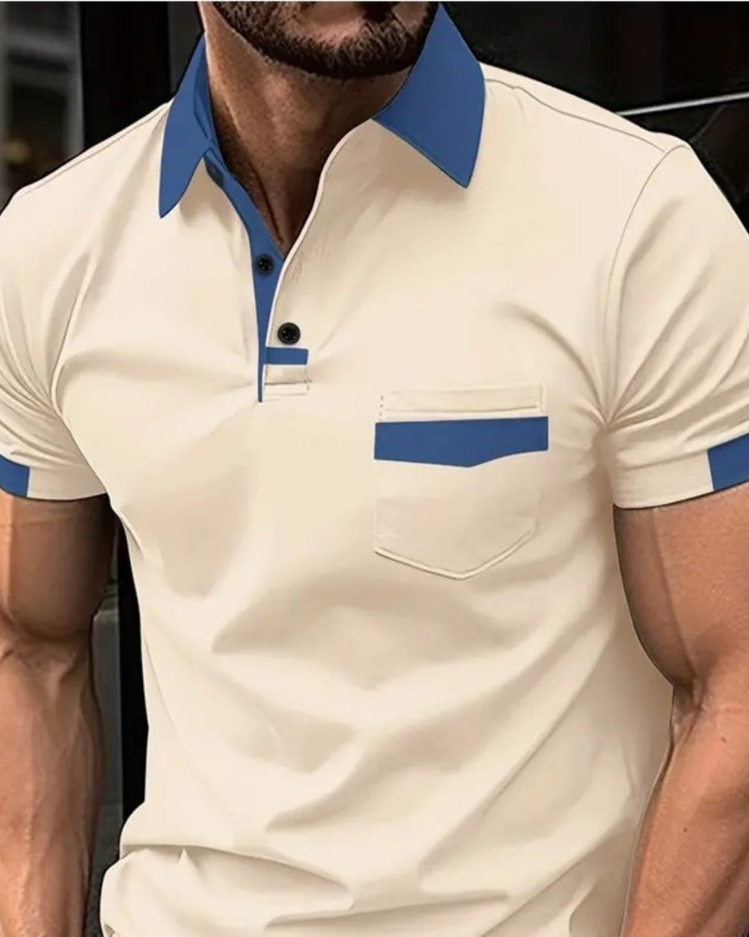 Men's Color Matching Pocket Polo Shirt Sports