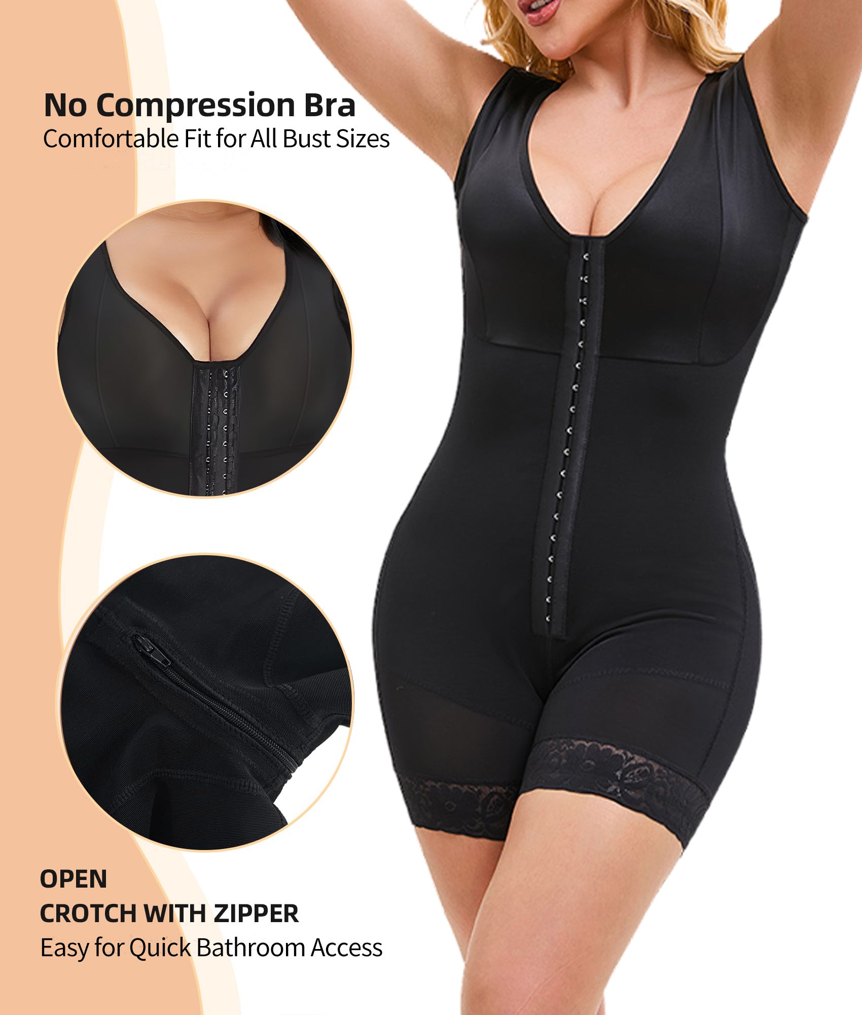 Fajas Colombiana Shapewear Jumpsuit For Women Tummy Control Post Surgery Full Body Shaper Butt Lifter With Zipper Crotch Skims bodysuits Elegant