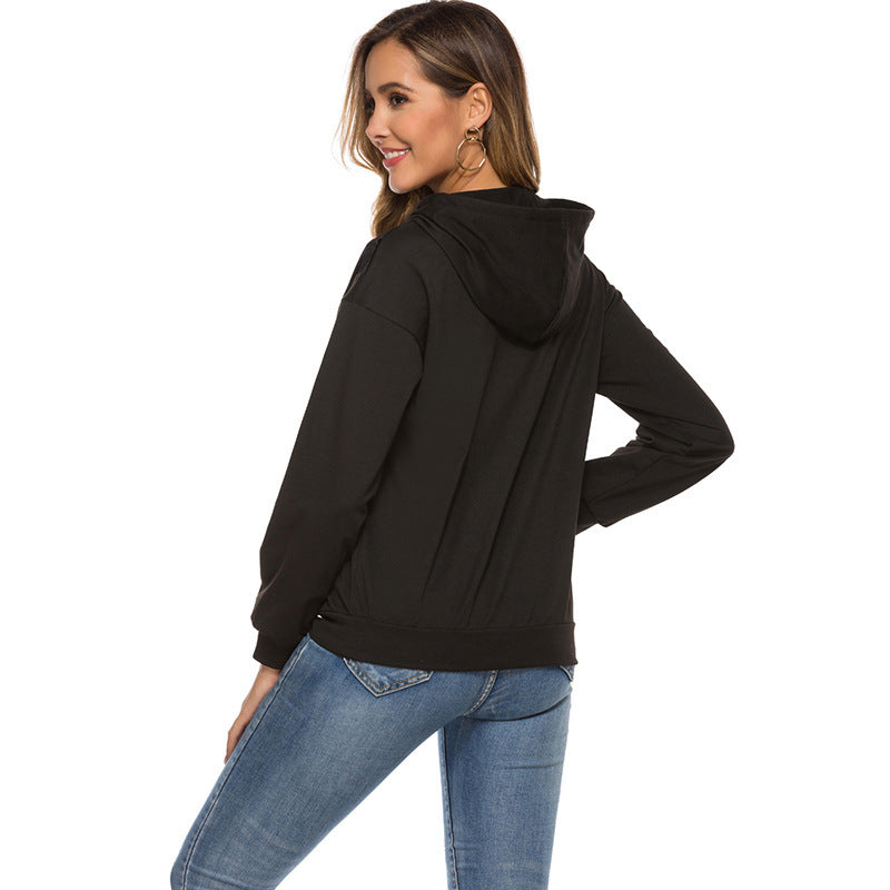 Autumn New Long Sleeve Hooded Sweater Women's Drawstring Coat