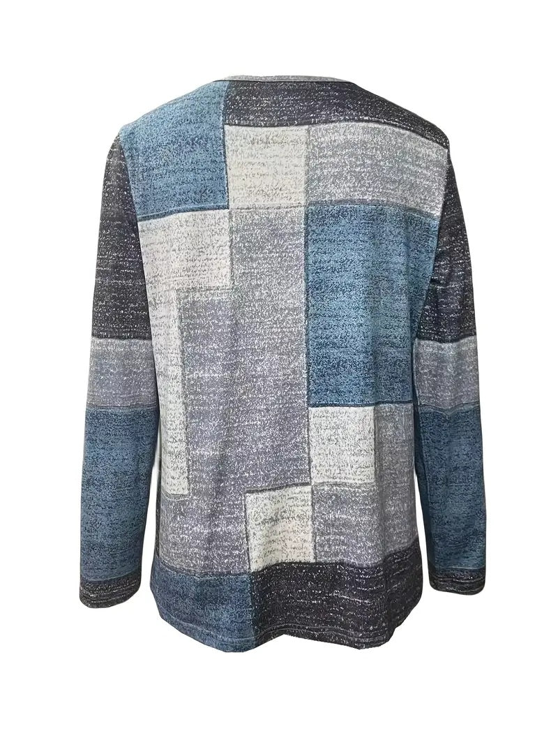 Spring-autumn New Checked Long-sleeved Top Casual Button-down T-shirt