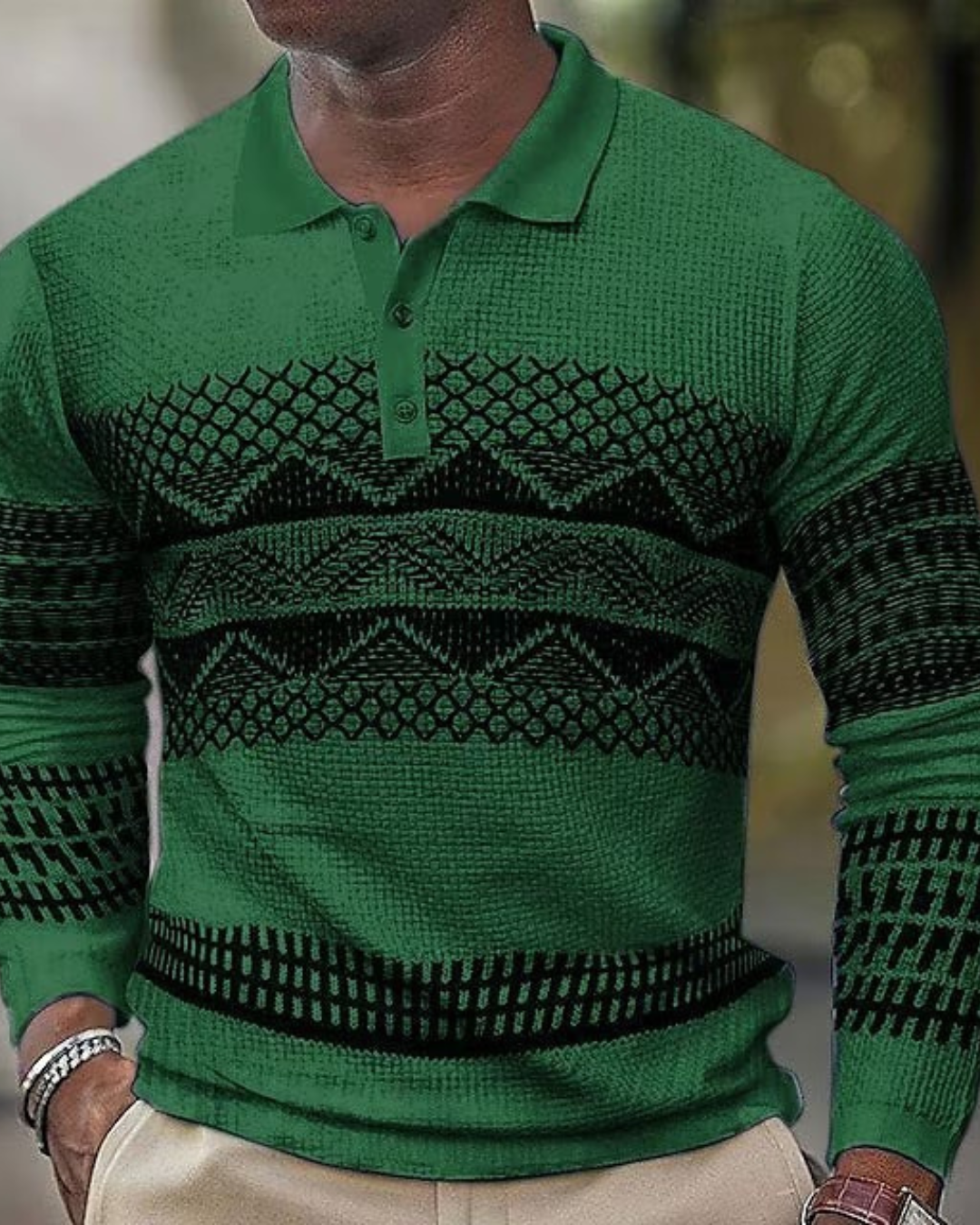 European And American Button Sleeve Length POLO Sports Casual Men