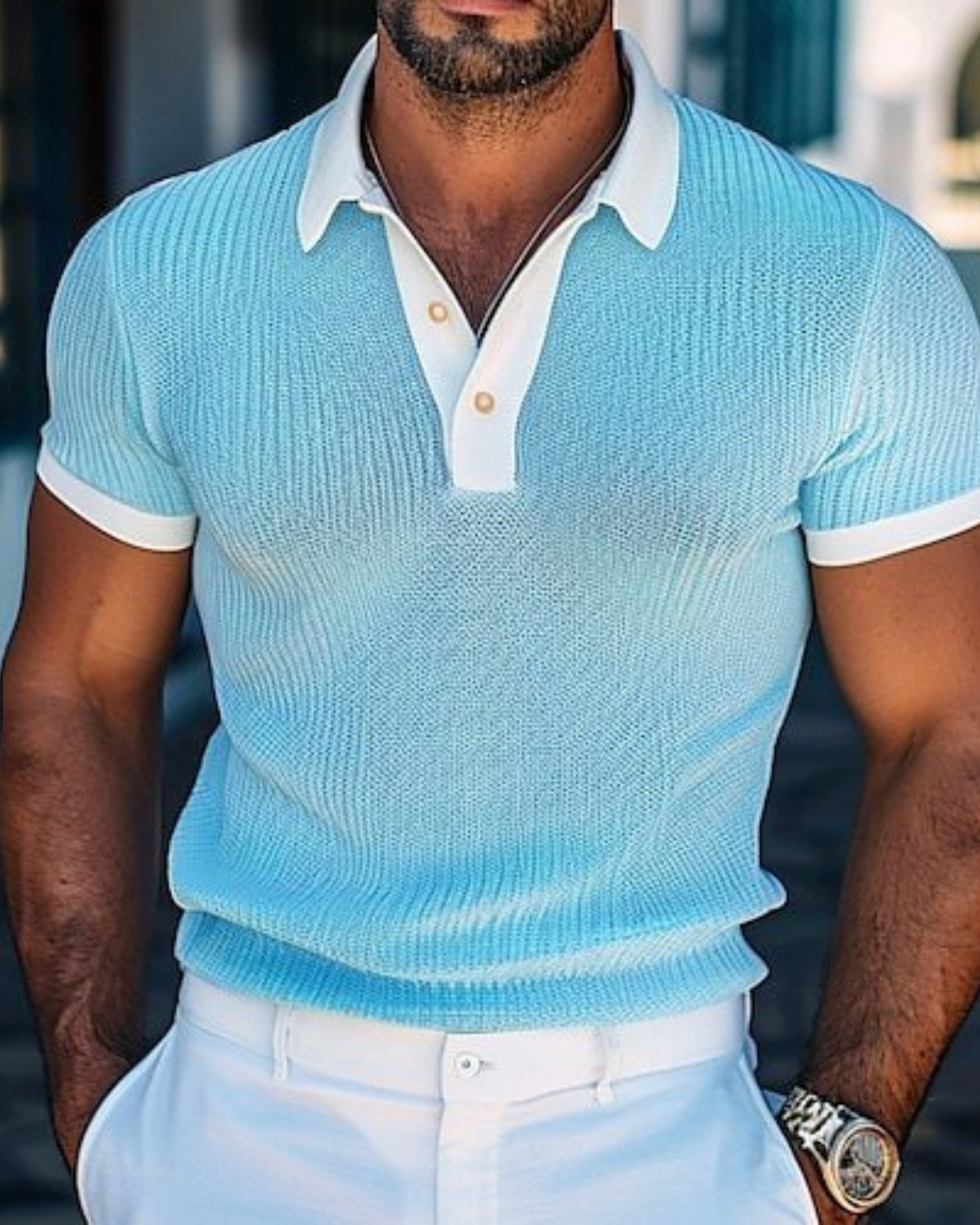 Short Sleeve Men's Polo Shirt Fashion White Leader T-shirt