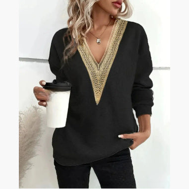 Women's Fashion Color Contrast Loose-fitting T-shirt Top