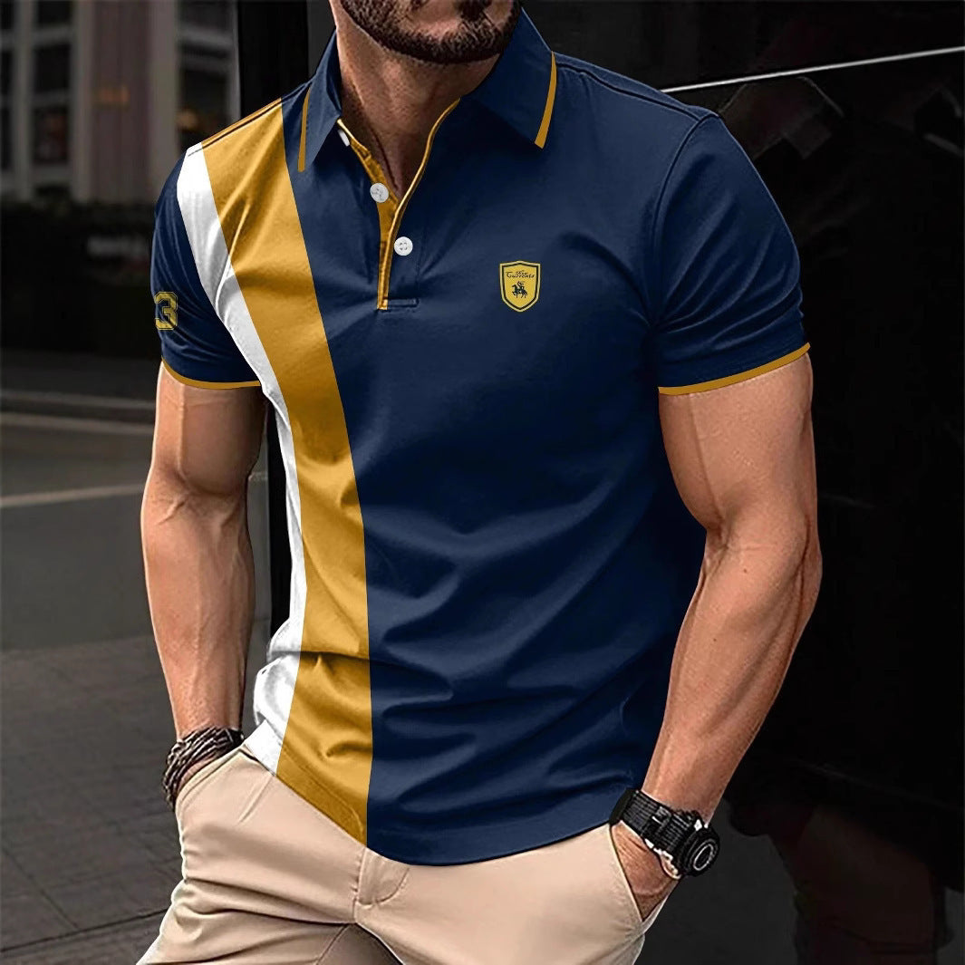 Men's 3D Printing Digital Printed Polo Shirt Short Sleeve