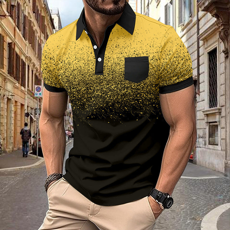 Men's Printing Dots Gradient Polo Shirt